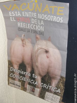 une affiche contre la réélection de Uribe